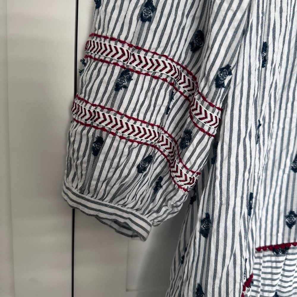 Zara Navy and White Patterned Maxi  Dress - Picture 4 of 13